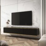 Έπιπλο τηλεόρασης ORO_MDF επιτοίχιο ανθρακί 175x30x32cm