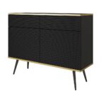 Μπουφές Oro MDF Ανθρακί με μαύρα πόδια  107x85x39cm