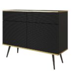 Μπουφές Oro MDF Ανθρακί με μαύρα πόδια  107x85x39cm