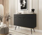 Μπουφές Oro MDF Ανθρακί με μαύρα πόδια  107x85x39cm - Image 2