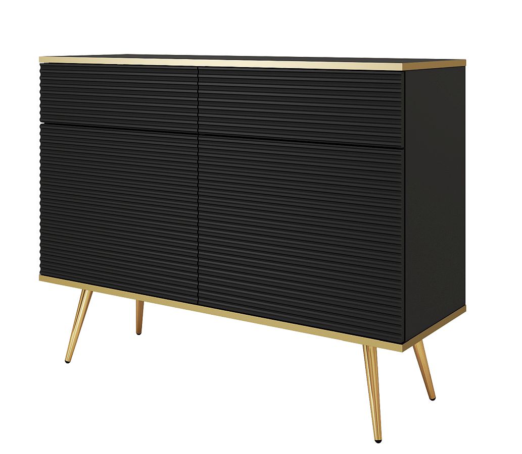 ORO_K107_MDF_Cz_GL Μπουφές Oro MDF Ανθρακί με χρυσά πόδια 107x85x39cm - Image 1