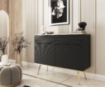 Μπουφές Oro MDF Ανθρακί με χρυσά πόδια  107x85x39cm - Image 2