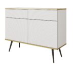 Μπουφές Oro MDF λευκό με μαύρα πόδια 107x85x39cm