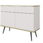 Μπουφές Oro MDF λευκό με μαύρα πόδια 107x85x39cm