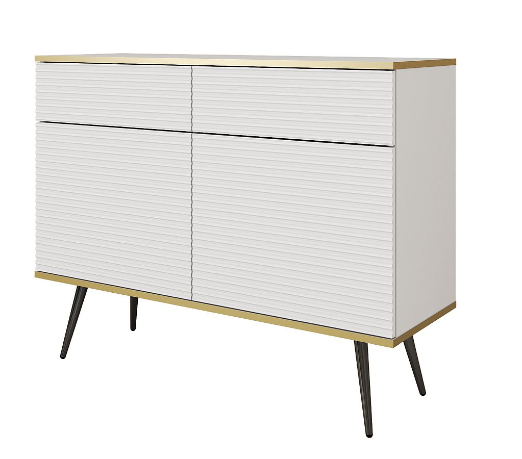 ORO_K107_MDF_W_BL Μπουφές Oro MDF λευκό με μαύρα πόδια 107x85x39cm - Image 1