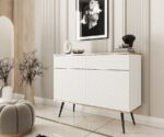Μπουφές Oro MDF λευκό με μαύρα πόδια 107x85x39cm - Image 2