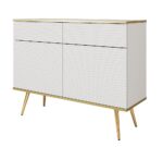 Μπουφές Oro MDF λευκό με χρυσά πόδια  107x85x39cm