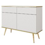 Μπουφές Oro MDF λευκό με χρυσά πόδια  107x85x39cm