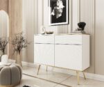 Μπουφές Oro MDF λευκό με χρυσά πόδια  107x85x39cm - Image 2
