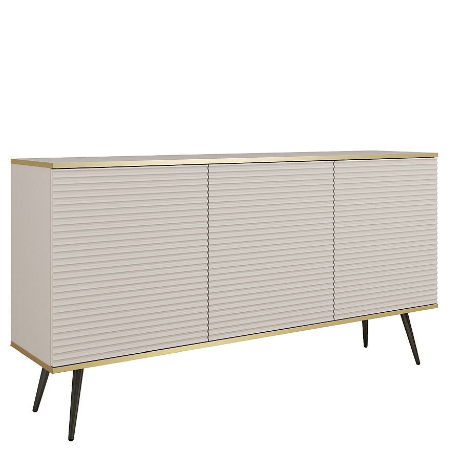 ORO_K160_MDF_Bz_BL Μπουφές Oro MDF μπεζ με μαύρα πόδια 160x85x39cm - Image 1