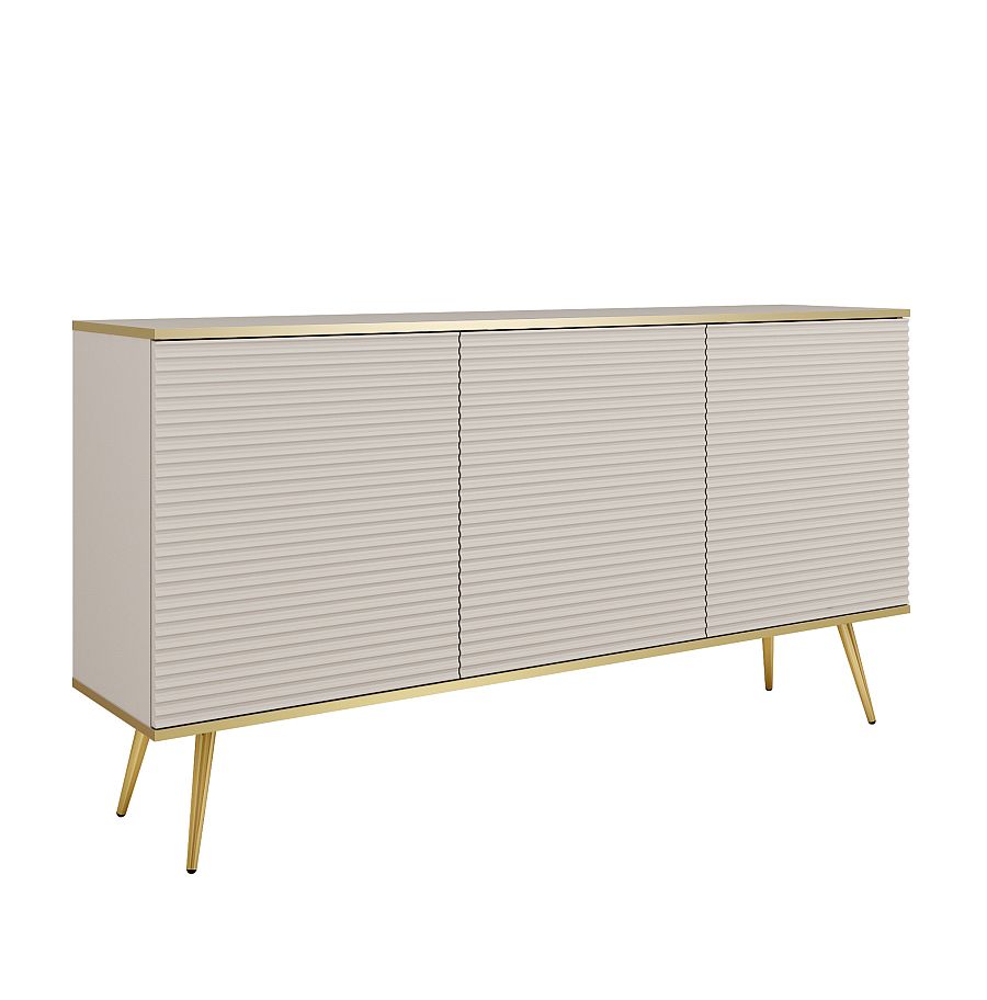 ORO_K160_MDF_Bz_GL Μπουφές Oro MDF Μπεζ με Χρυσά πόδια 160x85x39cm - Image 1