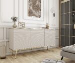 Μπουφές Oro MDF Μπεζ με Χρυσά πόδια 160x85x39cm - Image 2