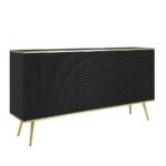Μπουφές Oro MDF Ανθρακί με Χρυσά πόδια 160x85x39cm