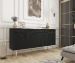 Μπουφές Oro MDF Ανθρακί με Χρυσά πόδια 160x85x39cm - Image 2