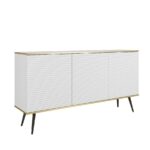 Μπουφές Oro MDF λευκό με μαύρα πόδια 160x85x39cm