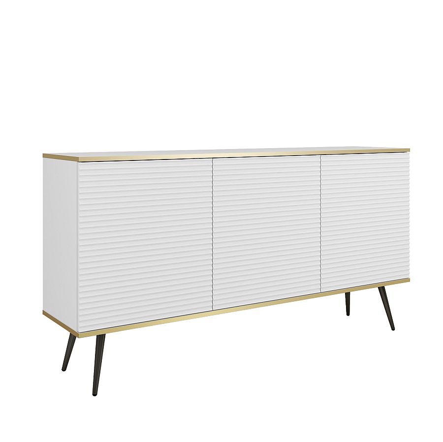 ORO_K160_MDF_W_BL Μπουφές Oro MDF λευκό με μαύρα πόδια 160x85x39cm - Image 1
