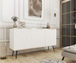 Μπουφές Oro MDF λευκό με μαύρα πόδια 160x85x39cm - Image 2