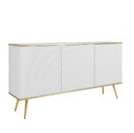 Μπουφές Oro MDF Λευκό με Χρυσά πόδια 160x85x39cm