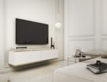 Έπιπλο τηλεόρασης ORO_MDF επιτοίχιο Λευκό 135x30x32cm - Image 2
