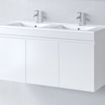 Σετ Πάγκου OMEGA 120cm με Διπλό Νιπτήρα χρ.WHITE GLOSS S3BOM120GL0D