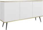 Μπουφές Oro λευκό με μαύρα πόδια 160x85x39cm