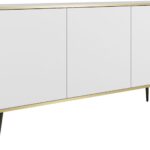 Μπουφές Oro λευκό με μαύρα πόδια 160x85x39cm