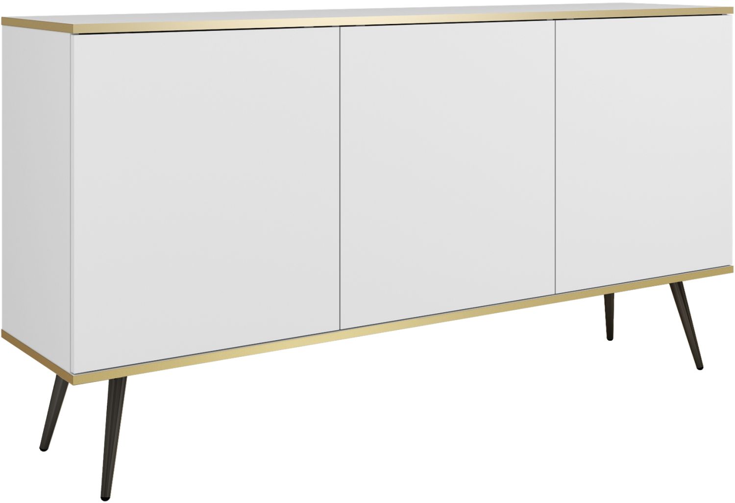 Oro_K160_BL_BL Μπουφές Oro λευκό με μαύρα πόδια 160x85x39cm - Image 1