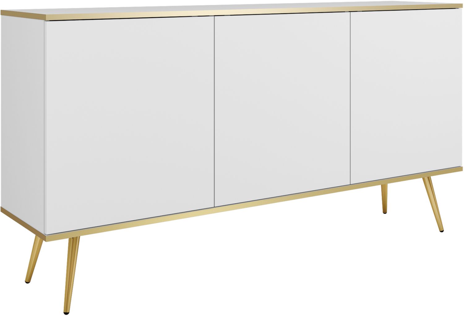 Oro_K160_BL_GL Μπουφές Oro λευκό με χρυσά πόδια 160x85x39cm - Image 1