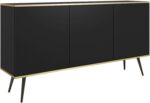 Μπουφές Oro Ανθρακί με μαύρα πόδια 160x85x39cm