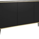 Μπουφές Oro Ανθρακί με μαύρα πόδια 160x85x39cm