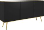 Μπουφές Oro Ανθρακί με χρυσά πόδια 160x85x39cm
