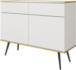 Μπουφές Oro λευκό με μαύρα πόδια 107x85x39cm