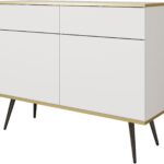 Μπουφές Oro λευκό με μαύρα πόδια 107x85x39cm