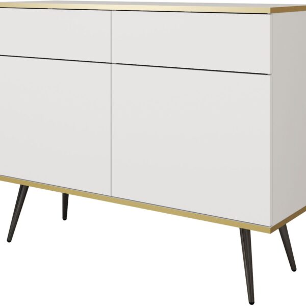 Μπουφές Oro λευκό με μαύρα πόδια 107x85x39cm