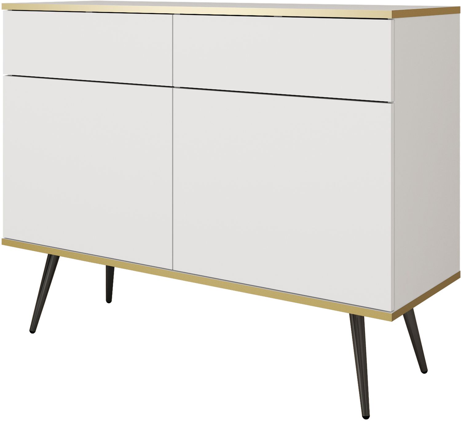 Oro_KSZ107_BL_BL Μπουφές Oro λευκό με μαύρα πόδια 107x85x39cm - Image 1