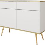 Μπουφές Oro λευκό με χρυσά πόδια  107x85x39cm