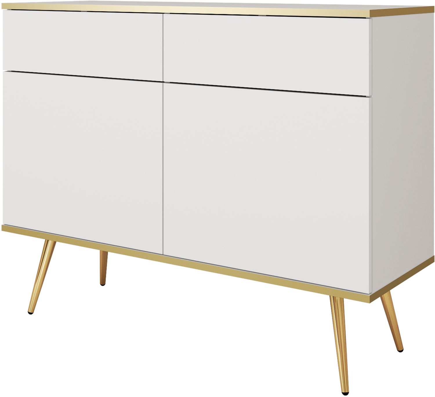 Oro_KSZ107_BL_GL Μπουφές Oro λευκό με χρυσά πόδια 107x85x39cm - Image 1