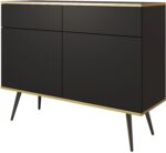 Μπουφές Oro Ανθρακί με μαύρα πόδια 107x85x39cm