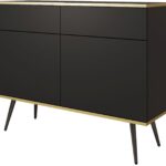 Μπουφές Oro Ανθρακί με μαύρα πόδια 107x85x39cm