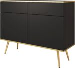 Μπουφές Oro Ανθρακί με χρυσά πόδια 107x85x39cm