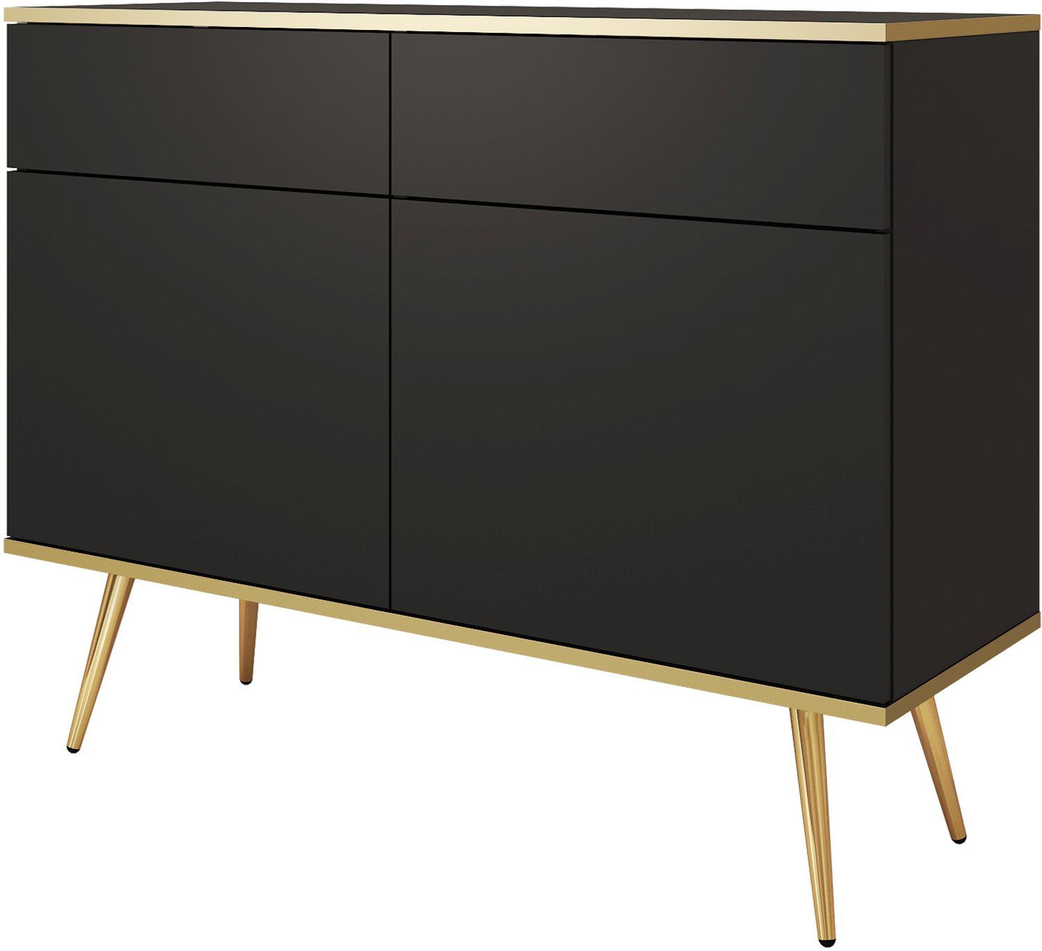 Oro_KSZ107_Cz_GL Μπουφές Oro Ανθρακί με χρυσά πόδια 107x85x39cm - Image 1