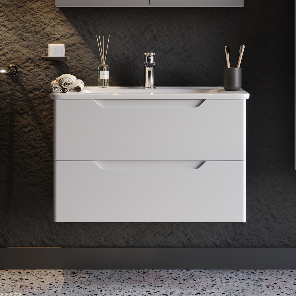 PERLA-80-FNL Πάγκος PERLA Λευκό MDF 18mm Λάκα 80 S3BPERL080W 80x46x53cm - Image 1