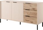 Μπουφές Rave με συρτάρια Μπεζ+φυσικό Viking 153x82x40cm - Image 2