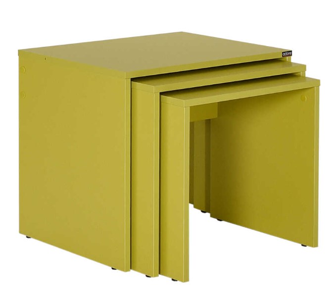 SHP-103-YY-1 Σετ τραπεζάκια Ζιγκόν SHP-103-YY κιτρινοπράσινο 55x47x40cm - Image 1