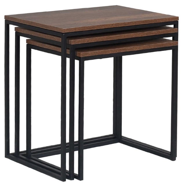 SHP-933-OO-1 Σετ τραπεζάκια Ζιγκόν SHP-933-OO Καρυδί 55x47x40cm - Image 1