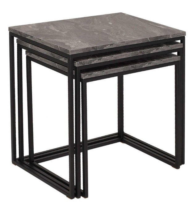 SHP-933-QQ-1 Σετ τραπεζάκια Ζιγκόν SHP-933-QQ Μάρμαρο 55x47x40cm - Image 1