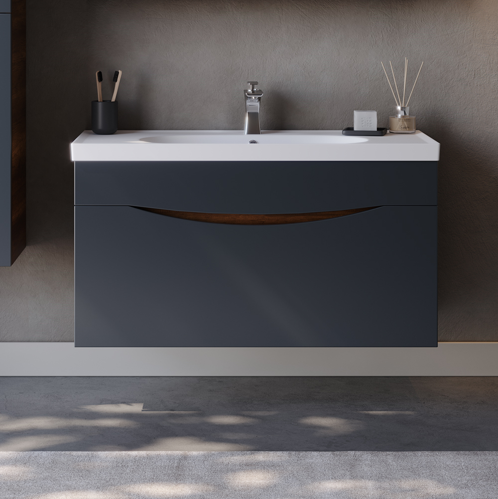 SMILE-100-ANT-GRI Πάγκος SMILE Ανθρακί / Barok MDF 18mm Λάκα 100 S3BSMIL100ANTBAR 100x45.5x54.5cm - Image 1