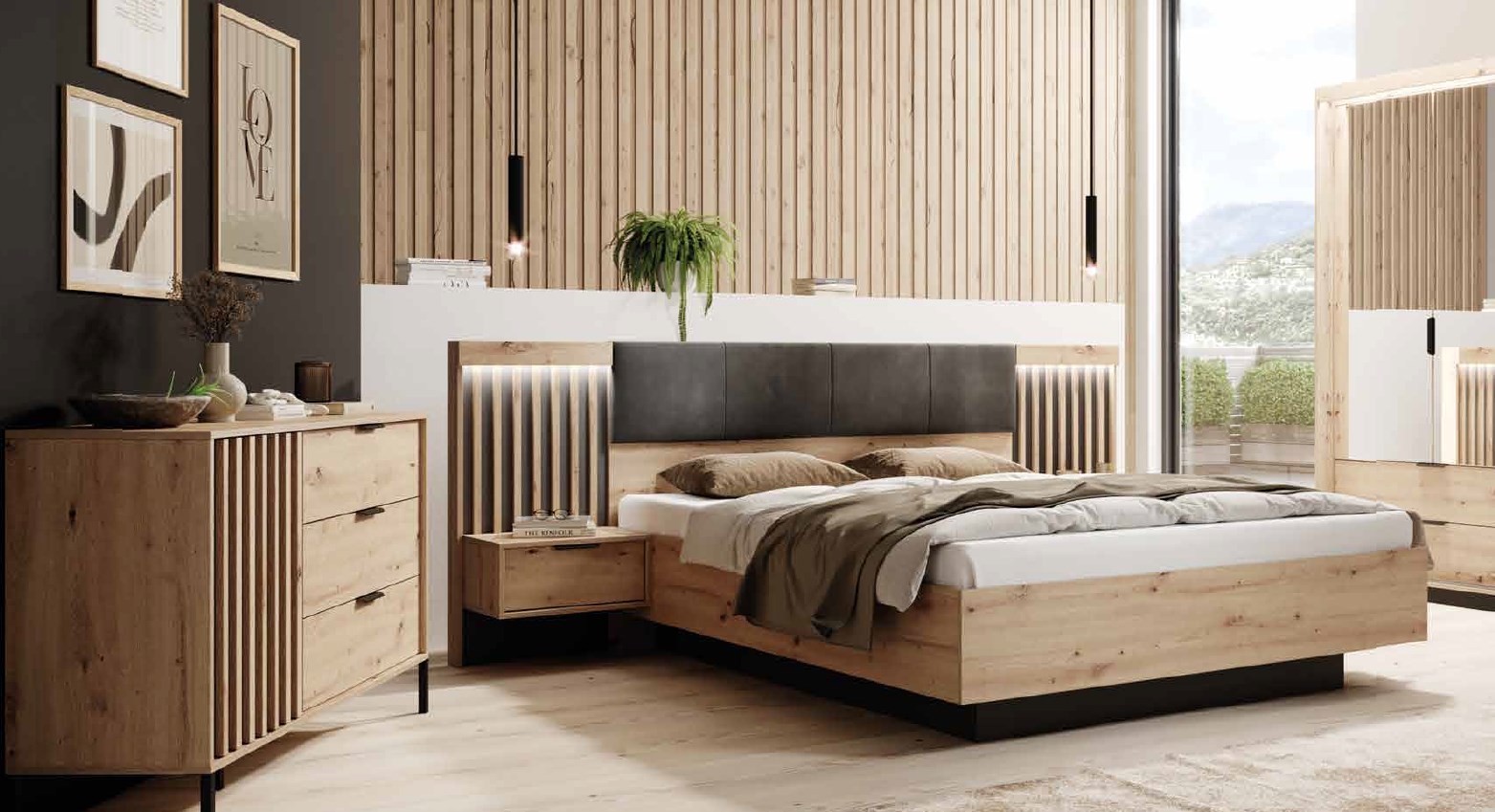 Tally_SET_4 Σετ κρεβατοκάμαρας Tally με αποθηκευτικό χώρο για στρώμα 160×200 (4 τεμαχίων) - Image 1