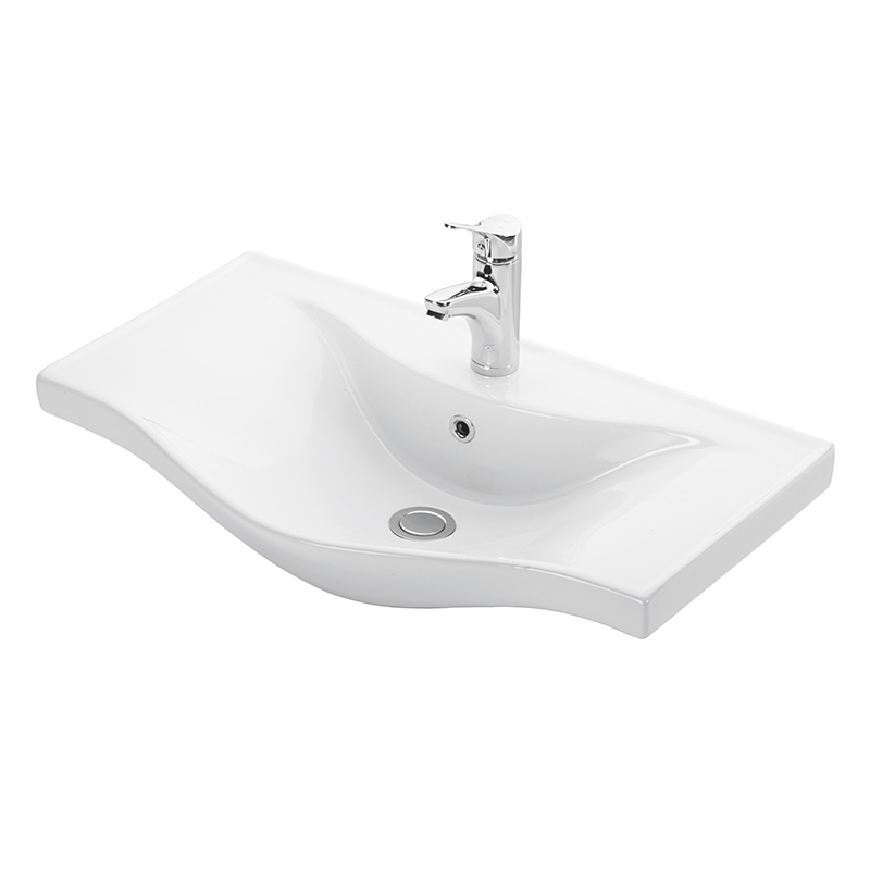 basic.7075 Νιπτήρας BASIC 75 γυαλιστερή πορσελάνη 75x46cm - Image 1