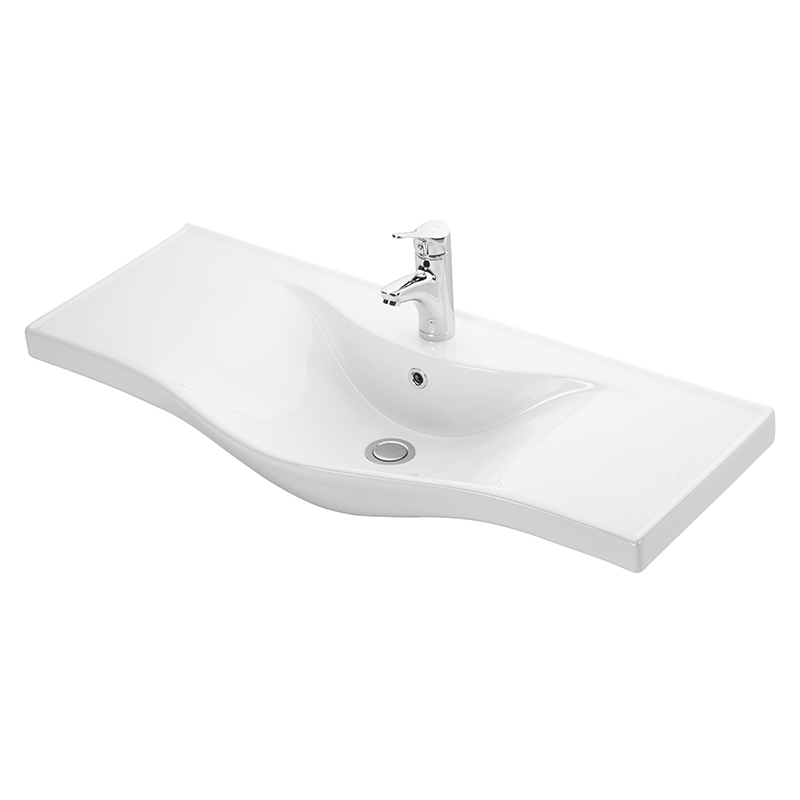 basic.7100 Νιπτήρας BASIC 100 γυαλιστερή πορσελάνη 100x46cm 3WAY100PC0 - Image 1